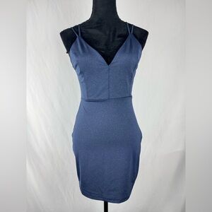Lovely Day Navy Blue Strappy Sparkle Mini Dress
